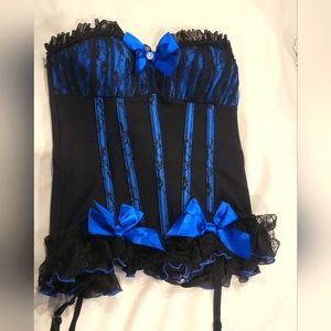 Sexy blue and black corset top.  Size M.